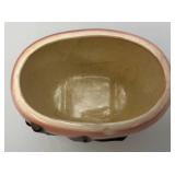 Vintage MCM Royal Copley Dark Pink Black Off White Planter (Cracks In Cleasrcoat Inside) 3.5" x 4" x 5"