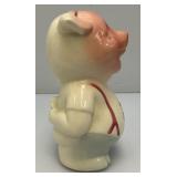 Vintage MCM Royal Copley Piggy Bank "For My Mink" Ceramic Figurine 4" x 5" x 7 3/4"