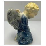 Vintage MCM Royal Copley Blue  Praying Angel Wall Pocket Planter 6 1/4"