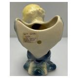 Vintage MCM Royal Copley Blue  Praying Angel Wall Pocket Planter 6 1/4"