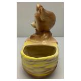 Vintage MCM Royal Copley Bear In Basket 4 1/2" X 8" X 8"