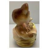 Vintage MCM Royal Copley Bear In Basket 4 1/2" X 8" X 8"