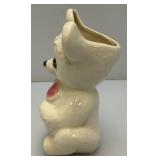 Vintage MCM Royal Copley White Teddy Bear Planter (Hairline Cracks Present On Back) 8"