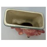 Vintage MCM Royal Copley Pink BearCarrying Basket Planter 6 1/4" Tall