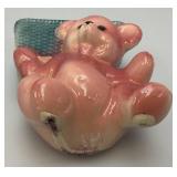 Vintage MCM Royal Copley Pink BearCarrying Basket Planter 6 1/4" Tall