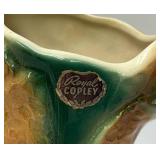 Vintage MCM Royal Copley Bear Hugging Tree Stump Planter 4" x 8" x 8" With Foil label