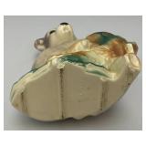Vintage MCM Royal Copley Bear Hugging Tree Stump Planter 4" x 8" x 8" With Foil label