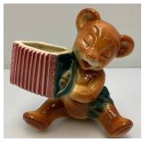 Vintage MCM Royal Copley Bear With Accordian Planter 4" x 7 1/2" x 7 1/2"