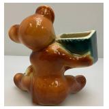 Vintage MCM Royal Copley Bear With Accordian Planter 4" x 7 1/2" x 7 1/2"