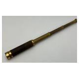 Antique Brass Leather Wrapped Telescope With Brass Lense Cover 7" Closed 23" Open