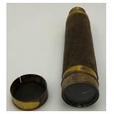 Antique Brass Leather Wrapped Telescope With Brass Lense Cover 7" Closed 23" Open