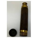 Antique Brass Leather Wrapped Telescope With Brass Lense Cover 7" Closed 23" Open