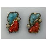 Vintage Handmade Sterling? And Turquise Earrings 14.22 Grams Overall