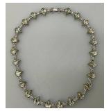 14.5" Vintage Sterling Marked Teardrop Rhinestone With Matching Earrings 42.94 Grams Overall