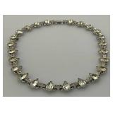 14.5" Vintage Sterling Marked Teardrop Rhinestone With Matching Earrings 42.94 Grams Overall