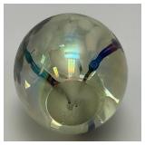 Signed MSH Ash Vines 87 Egg Shaped Hand Blown Art Glass Iridescent Paperweight 3 1/4"