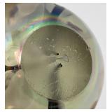 Signed MSH Ash Vines 87 Egg Shaped Hand Blown Art Glass Iridescent Paperweight 3 1/4"