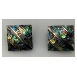 Vintage Sterling Silver? & Abalone Earrings 9.52 Grams Overall