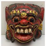 Vintage Hand Carved Wooden Chinese Dragon mask 9" x 9"