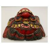 Vintage Hand Carved Wooden Chinese Dragon mask 9" x 9"