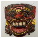 Vintage Hand Carved Wooden Chinese Dragon mask 9" x 9"