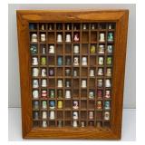 Vintage Collectible Thimbles In Display Case