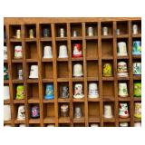 Vintage Collectible Thimbles In Display Case