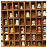 Vintage Collectible Thimbles In Display Case