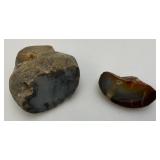 Two Large Agates Biggest Is 2 1/2" x 4" x 4"