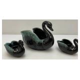Vintage ENESCO Set Of Swan Candle Holders And Planter With Foil labels