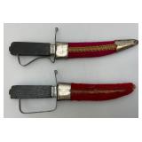 Pair Of Vintage Collectible Unique Knives Made In India 4 3/4" With Sheaths