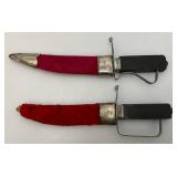 Pair Of Vintage Collectible Unique Knives Made In India 4 3/4" With Sheaths
