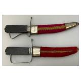 Pair Of Vintage Collectible Unique Knives Made In India 4 3/4" With Sheaths