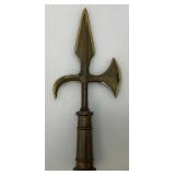 Vintage Heavy Brass Flag Topper 9 1/2" And Small Hatchet 8 1/2"