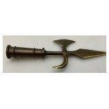 Vintage Heavy Brass Flag Topper 9 1/2" And Small Hatchet 8 1/2"