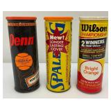 Misc. Vintage Tennis Balls in Misc. Original Tins Including Penn, Spalding And Wilson
