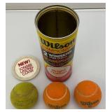 Misc. Vintage Tennis Balls in Misc. Original Tins Including Penn, Spalding And Wilson