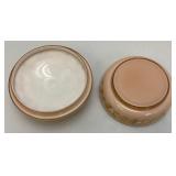 Vintage Bohemian Pink Cased Glass Gilded Enameled Candy Dish With Lid 7 1/2" x 5"
