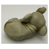 Vintage Collectible HOMCO Miniature Porcelain Elephant Statues 3 1/2" & 4" Two With Original Foil Labels