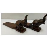 Vintage Hand Carved Wooden Elephant Door Stops 6" x 10"