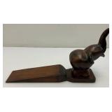 Vintage Hand Carved Wooden Elephant Door Stops 6" x 10"