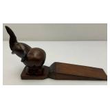 Vintage Hand Carved Wooden Elephant Door Stops 6" x 10"