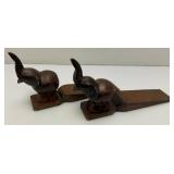 Vintage Hand Carved Wooden Elephant Door Stops 6" x 10"