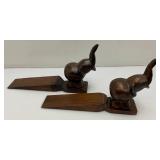 Vintage Hand Carved Wooden Elephant Door Stops 6" x 10"