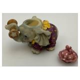 Vintage Collectible Miniature Elephant Figurine 3 1/2"  And Tea Set 4" x 4" with 2" Figures And More