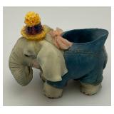 Vintage Collectible Miniature Elephant Figurine 3 1/2"  And Tea Set 4" x 4" with 2" Figures And More