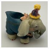 Vintage Collectible Miniature Elephant Figurine 3 1/2"  And Tea Set 4" x 4" with 2" Figures And More