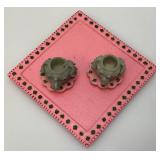 Vintage Collectible Miniature Elephant Figurine 3 1/2"  And Tea Set 4" x 4" with 2" Figures And More