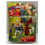 EST. $125.00 - $225.00 RARE Earth Worm Jim "Battle Damage EWJ" Playmates Action Figure (New On Card)