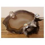 Agate Slab w/Pewter Wizard & Crystal